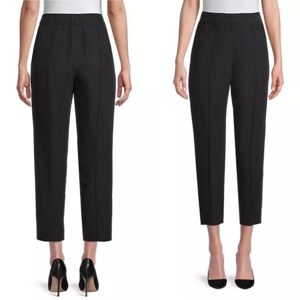Kobi Halperin Addison Cropped‎ Straight-Leg Linen Blend Pants Black Size Large